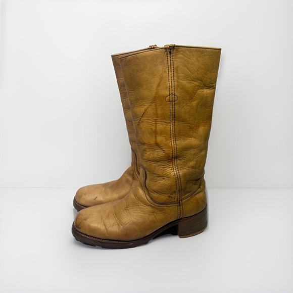 Vintage 1960s Frye Black Label Chunky Campus Boots 11 D Banana USA Made